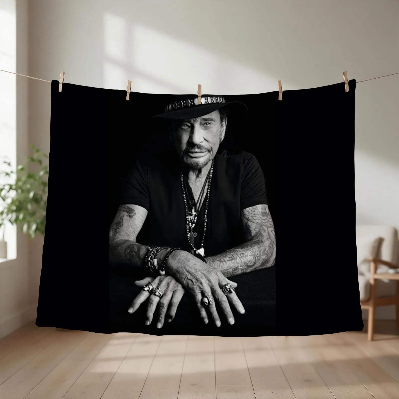 Johnny Hallyday Throw Blanket couch cozy soft plush fuzzy picnic outdoor blanket