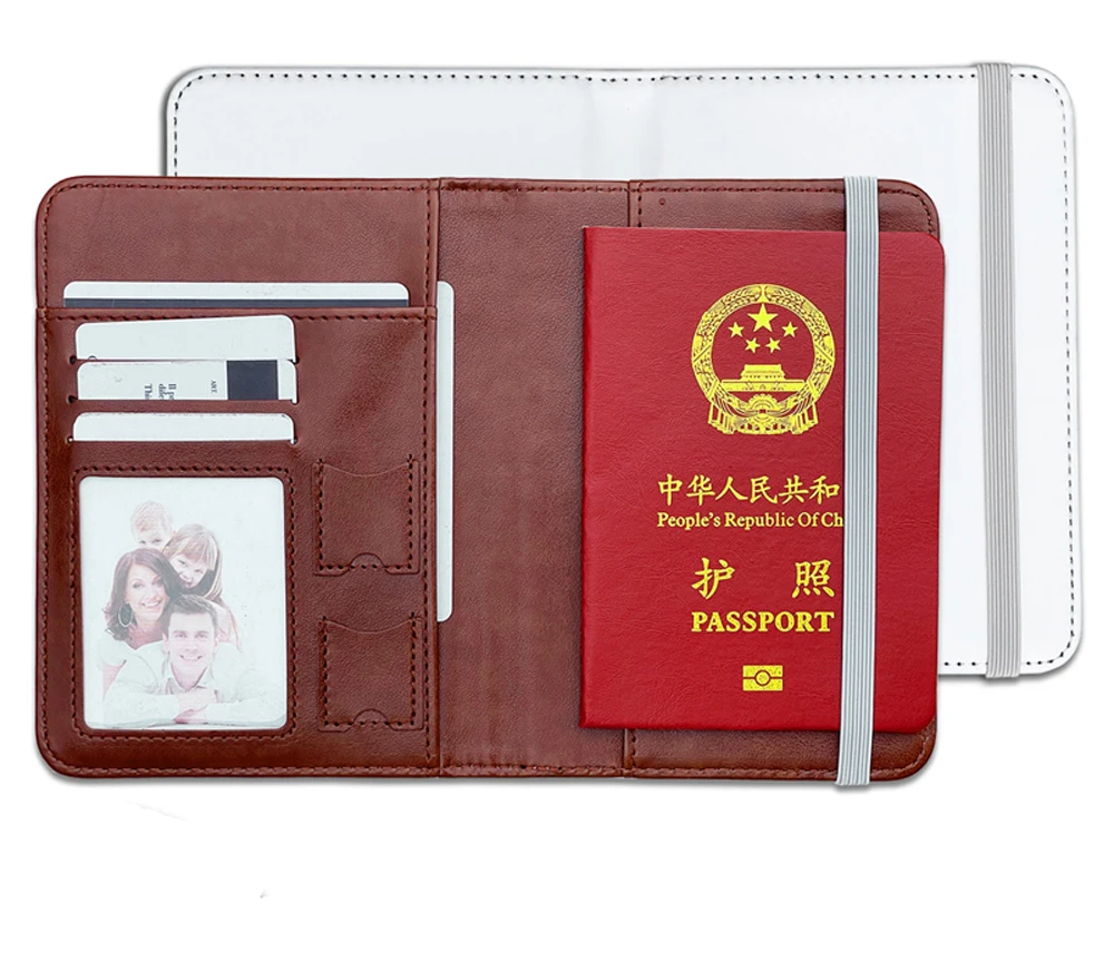 3pcs Card Holder Sublimation DIY White Blank PU Multifunctional Travel Passport Cover