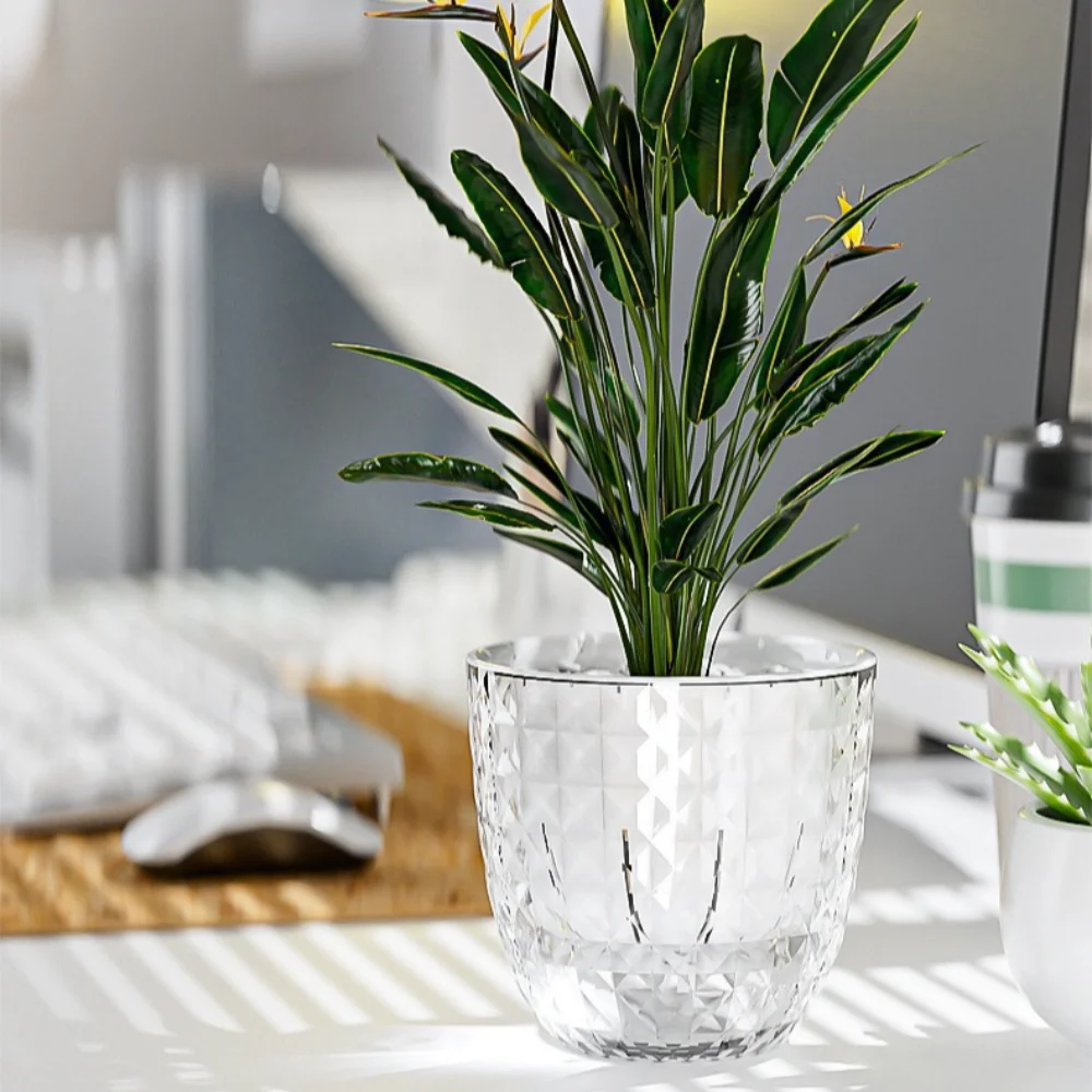 Double Layer Self Watering Flowerpot Plastic Transparent Succulent Plant Pot Anti-deform No Watering