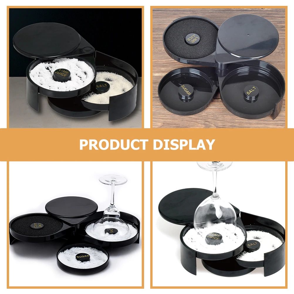 

3-Tier Bar Cocktail Salt Box Bartender Tool Sugar Storage Rotating Seasoning Trays Salt Box Bar Accessories Bartender Tool