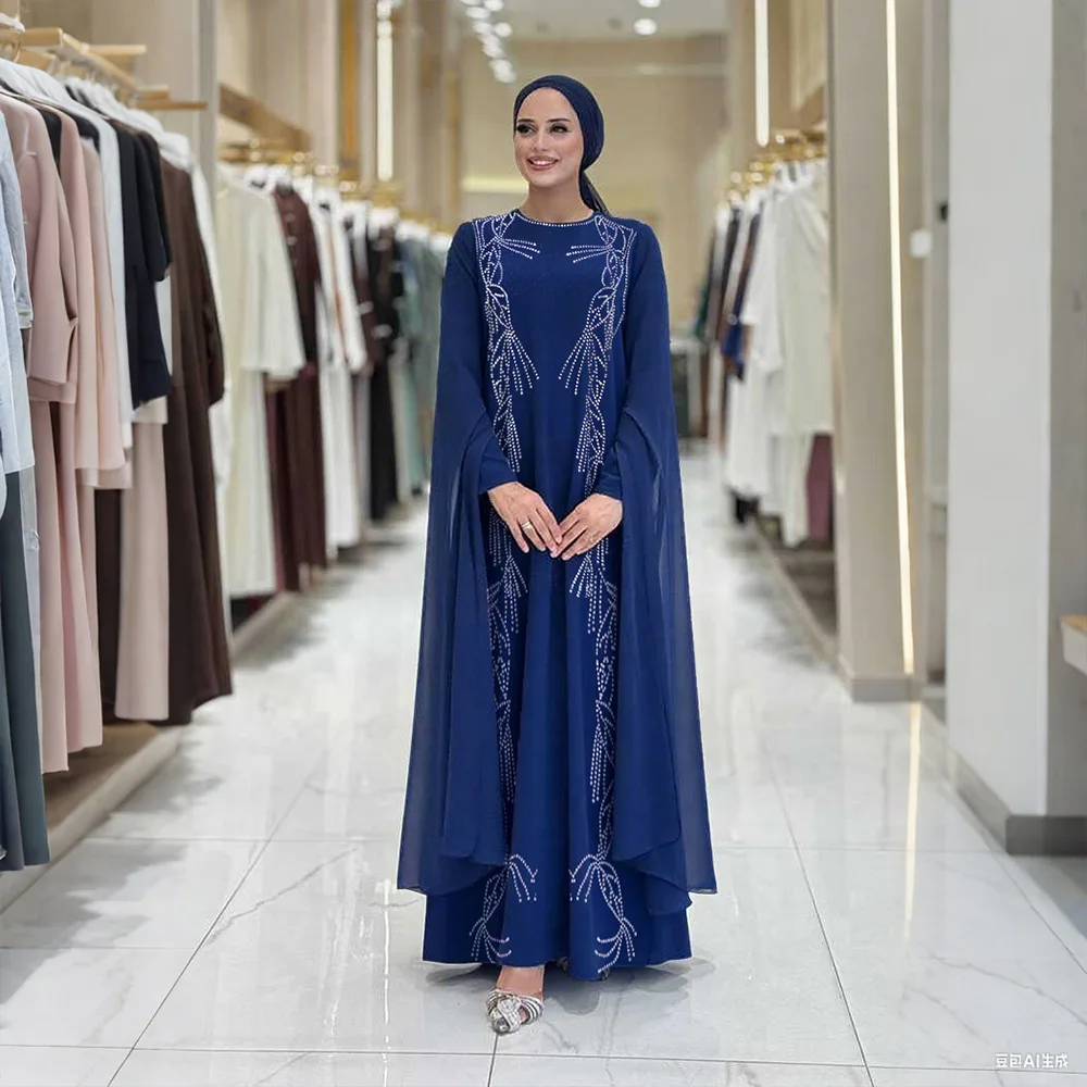 

Eid Diamond Jalabiya Djellaba женское мусульманское праздничное платье с длинными рукавами Дубай Абая Турция Кафтан Kebaya Caftan Femme Robe