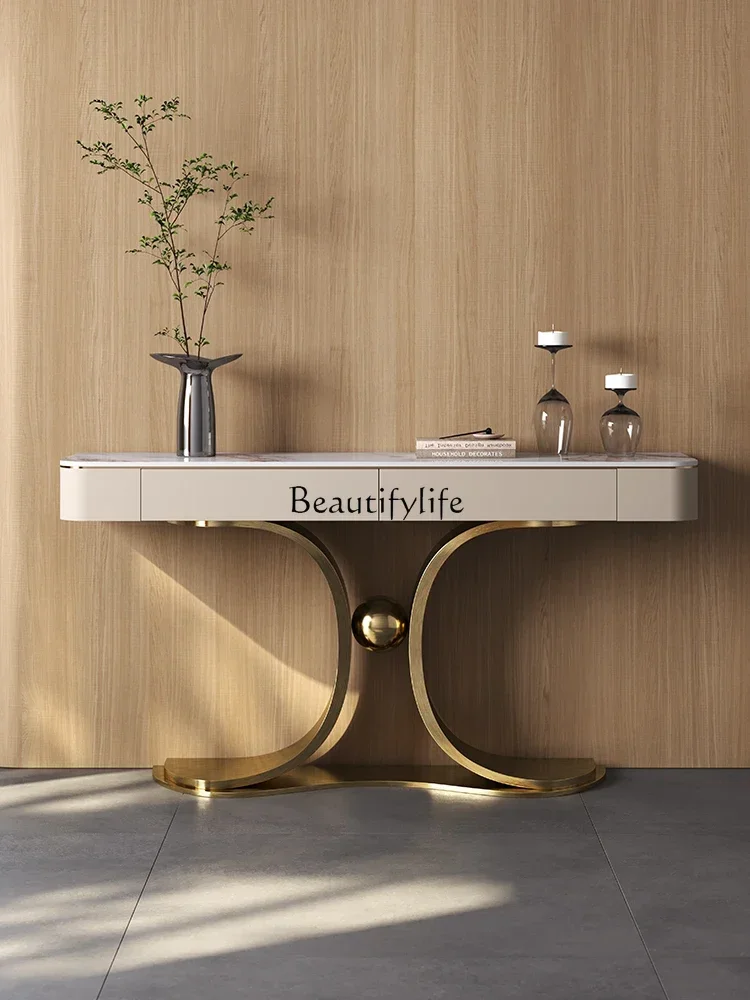 

06.Home Entrance Cabinet Natural Luxury Stone Light Luxury Minimalist Door Wall Art Console Tables