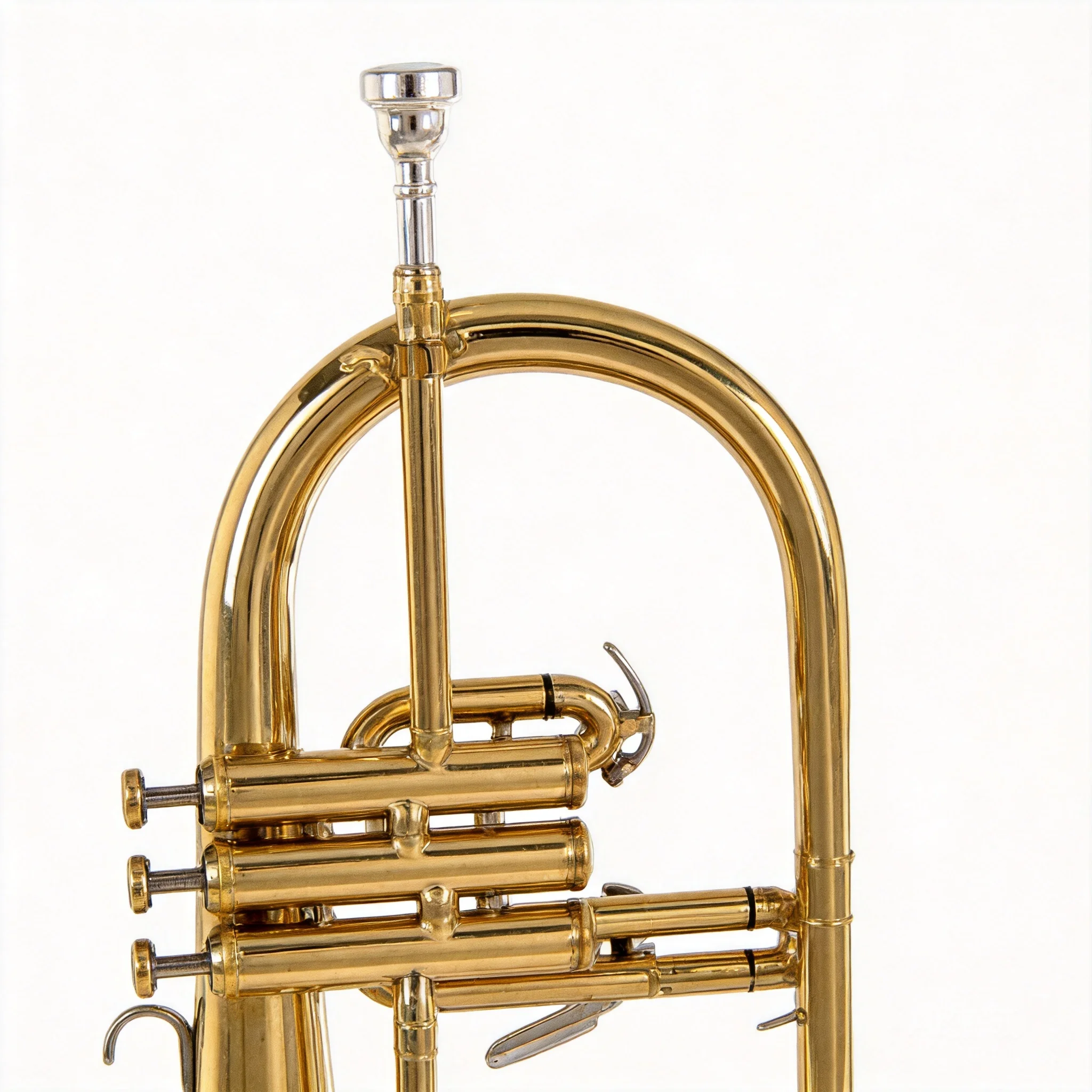 Gold‑Lacquered Bb Flugelhorn Professional Solid Brass Instrument for Adult and Beginner Marching and Brass Band Performance