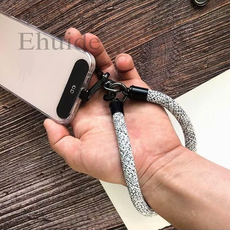 30 CM Length Casual Universal Nylon Cotton Rope Bracelet Phone Case Lanyard Wrist Strap Carabiner Compatible With Earpods key