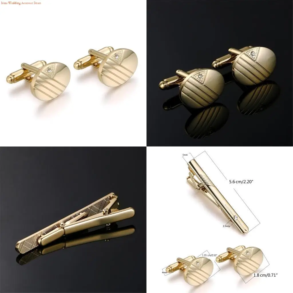 G92D Men’s Suit Cufflinks & Tie Clip Set Business Shirt Cuff Father’s Day Gift