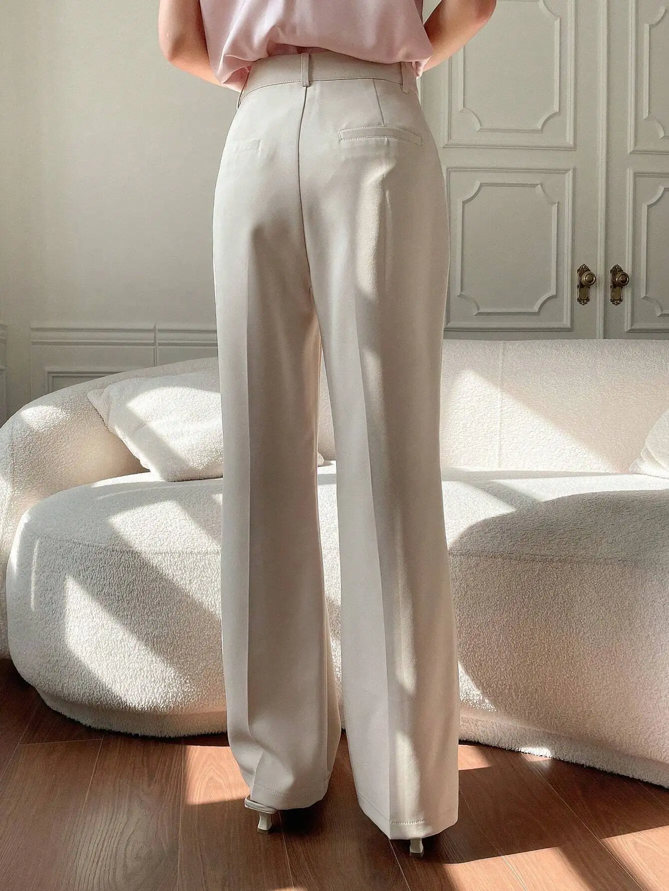 

Casual Business Solid Color Straight Leg Pants Low Rise