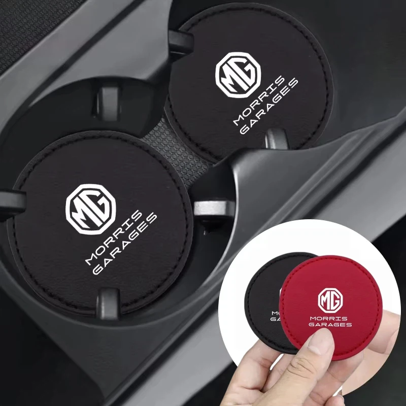 Decorative Anti Slip Leather Car Interior Cup Holder Coasters Water Cup Mat Fit MG ZS EV HS EHS PHEV MG3 MG4 MG5 MG6 MG7 GT ZR
