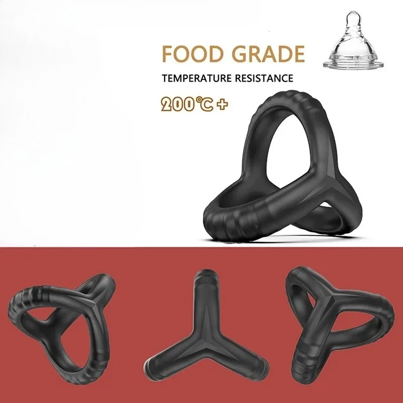 Silicone Penis Rings Cock Ring Erection Enhancing Triangular Penis Ring With Massage Beads Delayed Ejaculation Sex Toys For Men