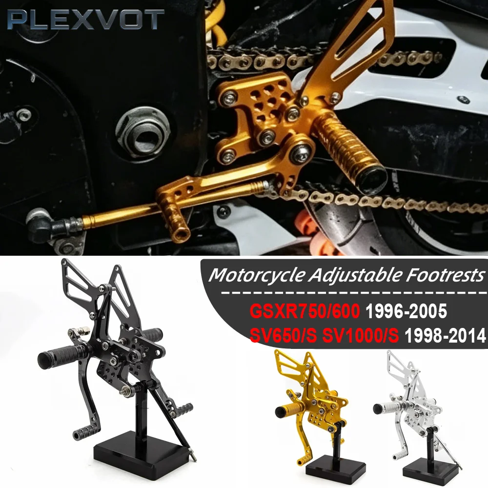 

For Suzuki GSXR 750 600 K1-K5 1996-2005 / GSXR1000 2001-2004 / SV650 SV1000 S 1998-2014 CNC Rearset Footpeg Footrest Pedal Pegs
