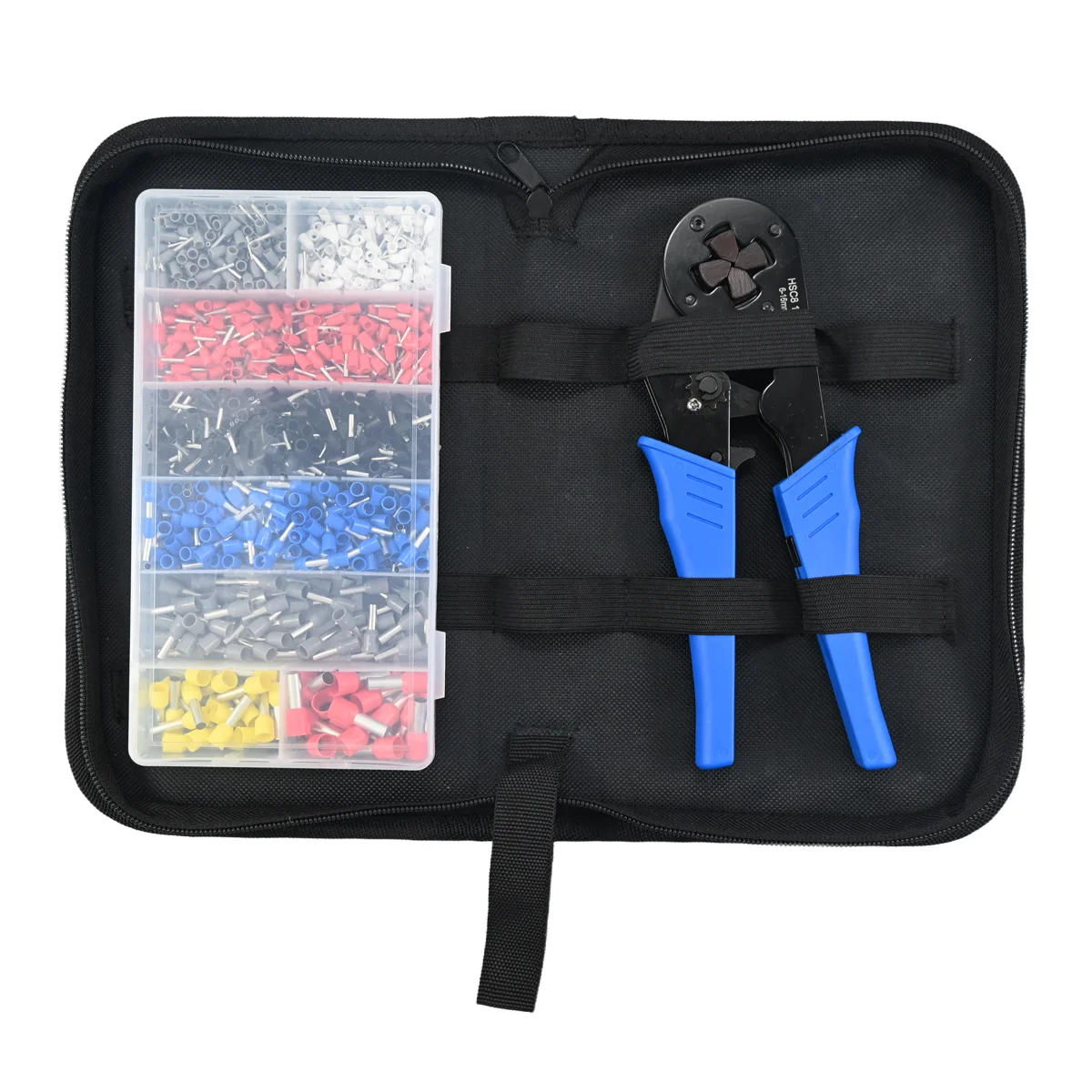 hsc8-16-4-チューブ端子圧着ペンチセット、四面冷圧ピン端子ペンチ、1200個のヨーロッパ式-ve-端子コネクタ、電気圧着工具の完全なセット