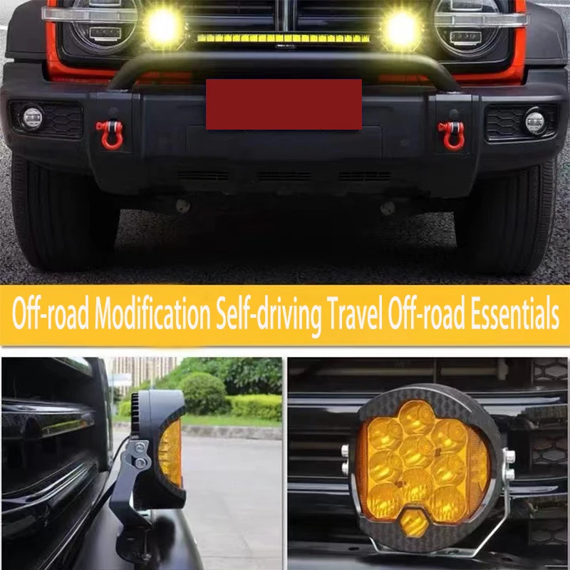 5Inch Led Car Work Light 50W Spotlight Three Sides Glow Yellow for Off Road 4x4 Trailer Modification Front Bumper Headlight