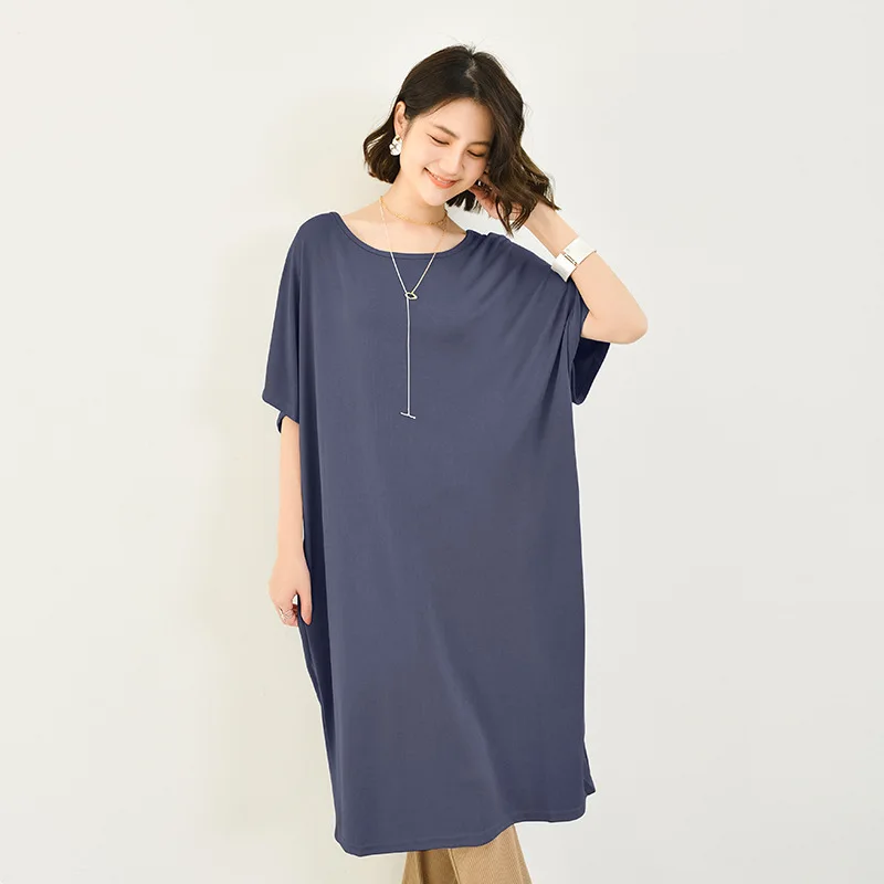 Fdfklak Retro Short Sleeve Loose Night Dress Women New Cotton Nightgowns Lounge Wear Nightshirt Female Sleepwear Vestidos Mujer