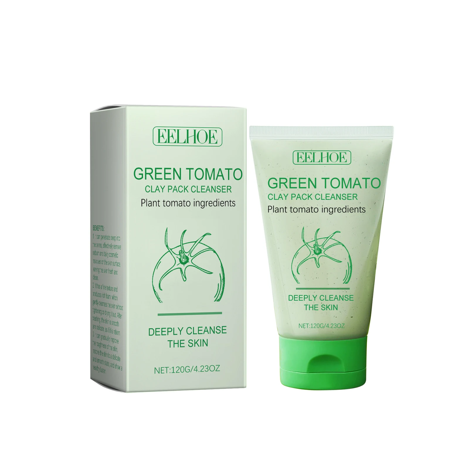 Green Tomato Facial Cleanser Cleansing Reduce Clogged Pore Oil Control Face Wash Acne Remove Blackhead Brightening Face Cleanser