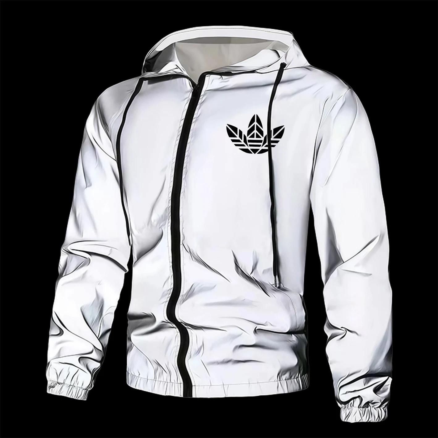 

Men's Reflective Jacket Full Zip Casual Outerwear Spring Autumn Polyester Lined Lightweight Windproof Safety Coat for Outdoor