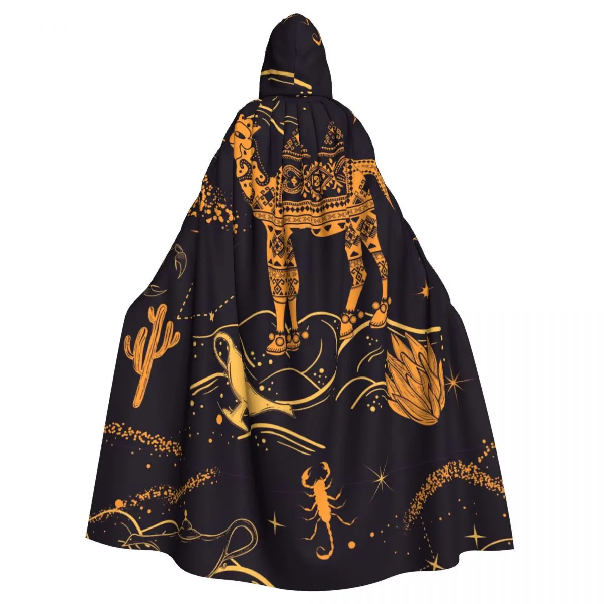 Bohemian Camel Desert Cactus And Lamp Unisex Adult Cloak with Hood Long Witch Costume Cosplay