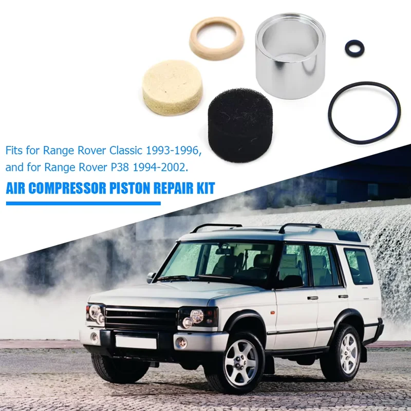 P38 Eas Air Suspension Compressor Piston Liner Seal Repair Fix Kit 6-Piece For Land Rover Air Compressor Piston Repair Kit