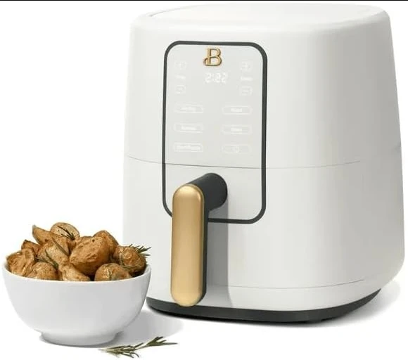 

Beautiful 3 Qt Air Fryer - TurboCrisp Technology, White Icing - 4 Presets, Space-Saving Design, 75% Less Fat (White Icing)