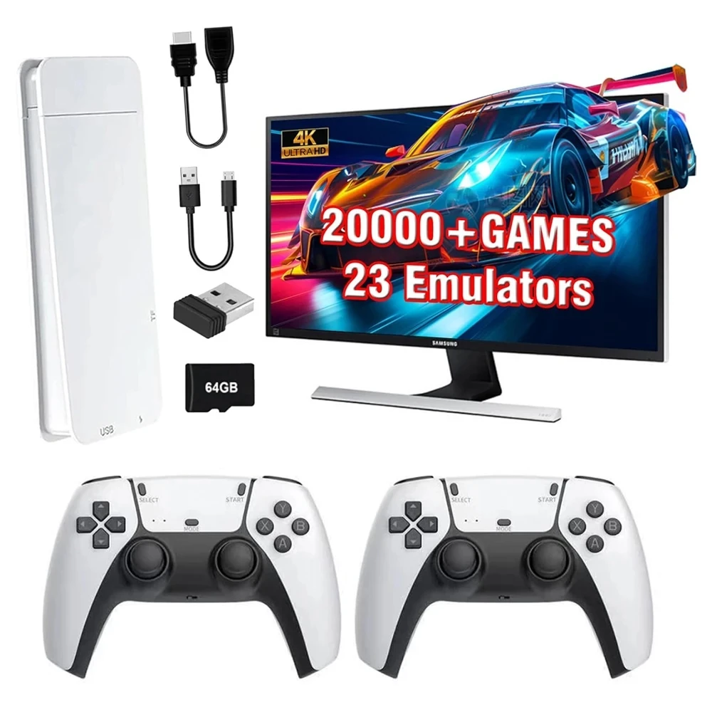 4K Game Stick ТВ игровая консоль 128G встроенный 30000 игр ретро портативный игровой плеер с беспроводным контроллером геймпада