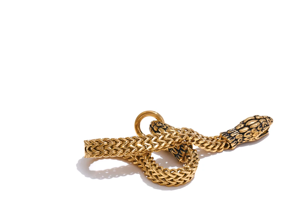 Yhpup 23 cm Herren-Armband, teure 316L-Edelstahlkette mit Schlangenarmband, Armreif, 18 Karat Gold, PVD-beschichtet, hochwertiger Schmuck – Detail 2