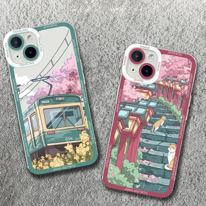 Hot Japanese Anime Tourism Beautiful Tokyo Scenic Spots For iPhone Case 16 15 14 13 12 11 Pro XR XS Max 7 8 Plus Phone Y2K Cover