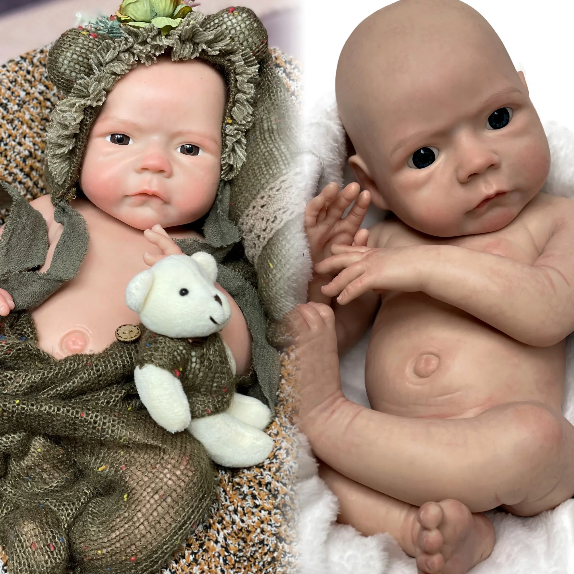 

45CM Girl All Silicone Bebe Reborn Dolls Painted/Unpainted Full Body Soft Solid Silicone Reborn Baby Dolls Corpo De Silicone