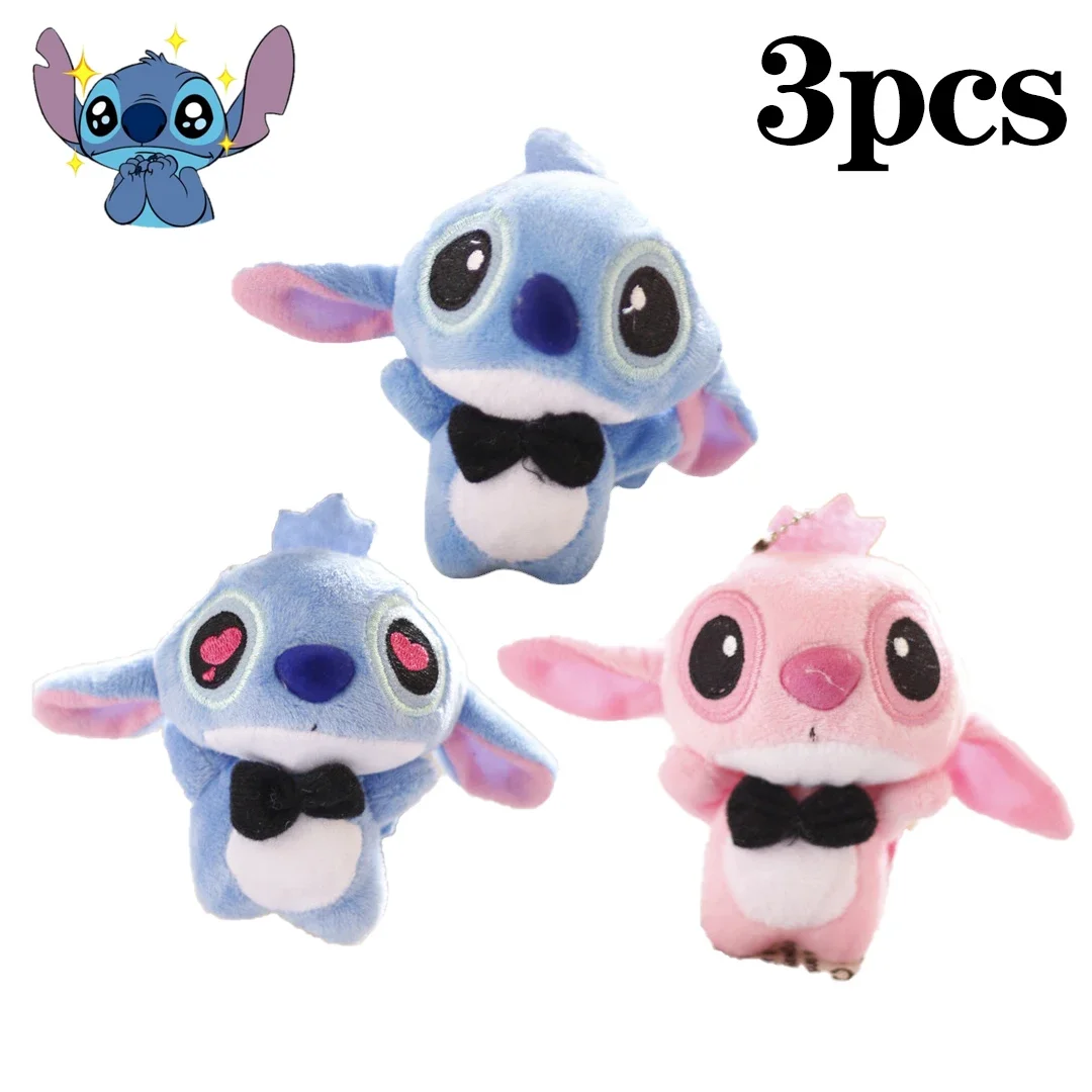 3 pz 12cm carino punto peluche portachiavi cartone animato carino Lilo Stitch peluche bambola portachiavi premio artiglio borsa ciondolo punto ciondolo