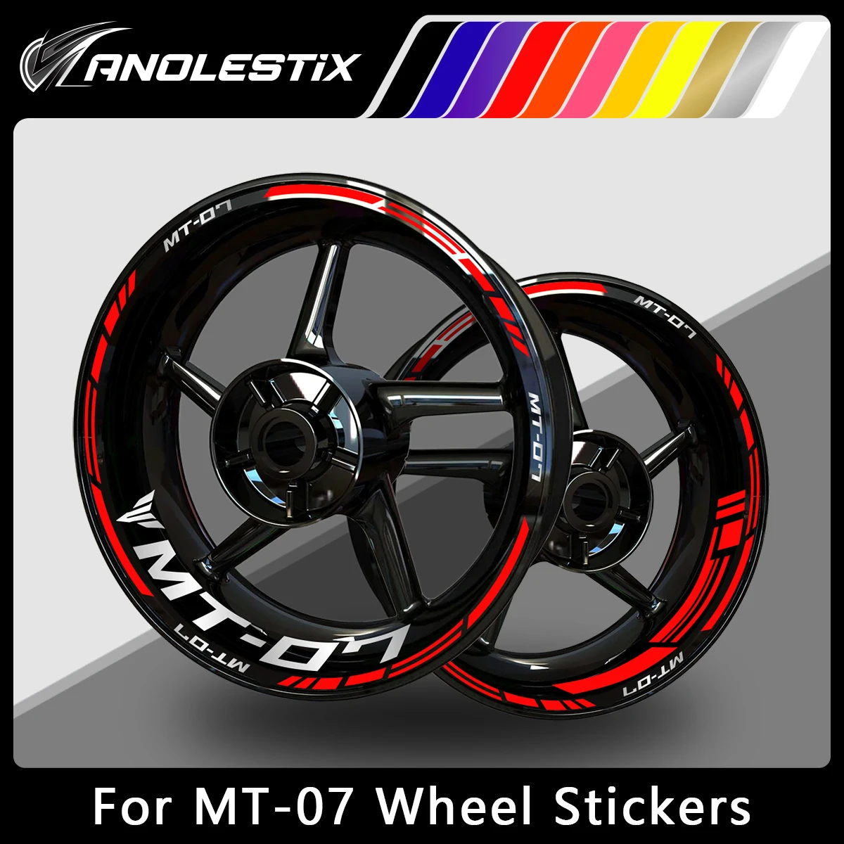 

AnoleStix Reflective Motorcycle Wheel Sticker Hub Decal Rim Stripe Tape For YAMAHA MT-07 MT07