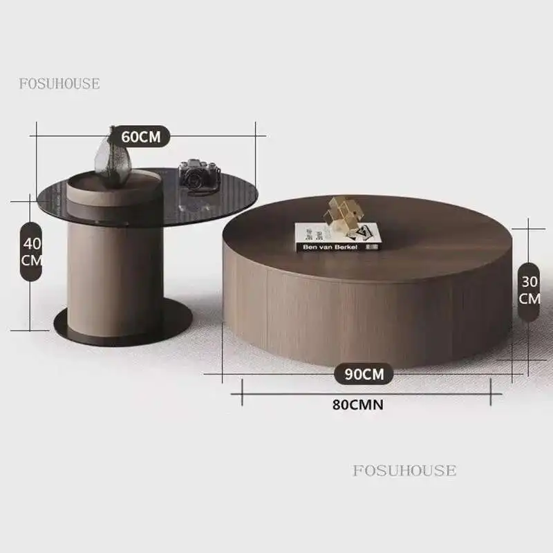 طاولات تخزين الخشب الصلب الصينية مزيج القهوة المستديرة المنزلية الحديثة بسيطة لائحة غرفة المعيشة طاولة مركزية P