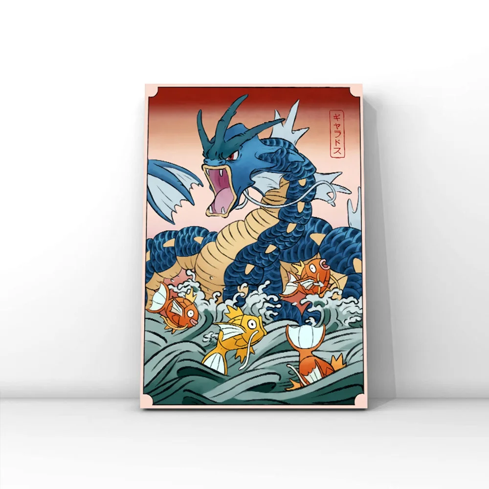 لعبة البوكيمون المشارك لا الإطار طلاء جدران قماش Rayquaza Charizard Blastoise Eevee Bulbasaur السنجاب Lugia Mewtwo Gyarados