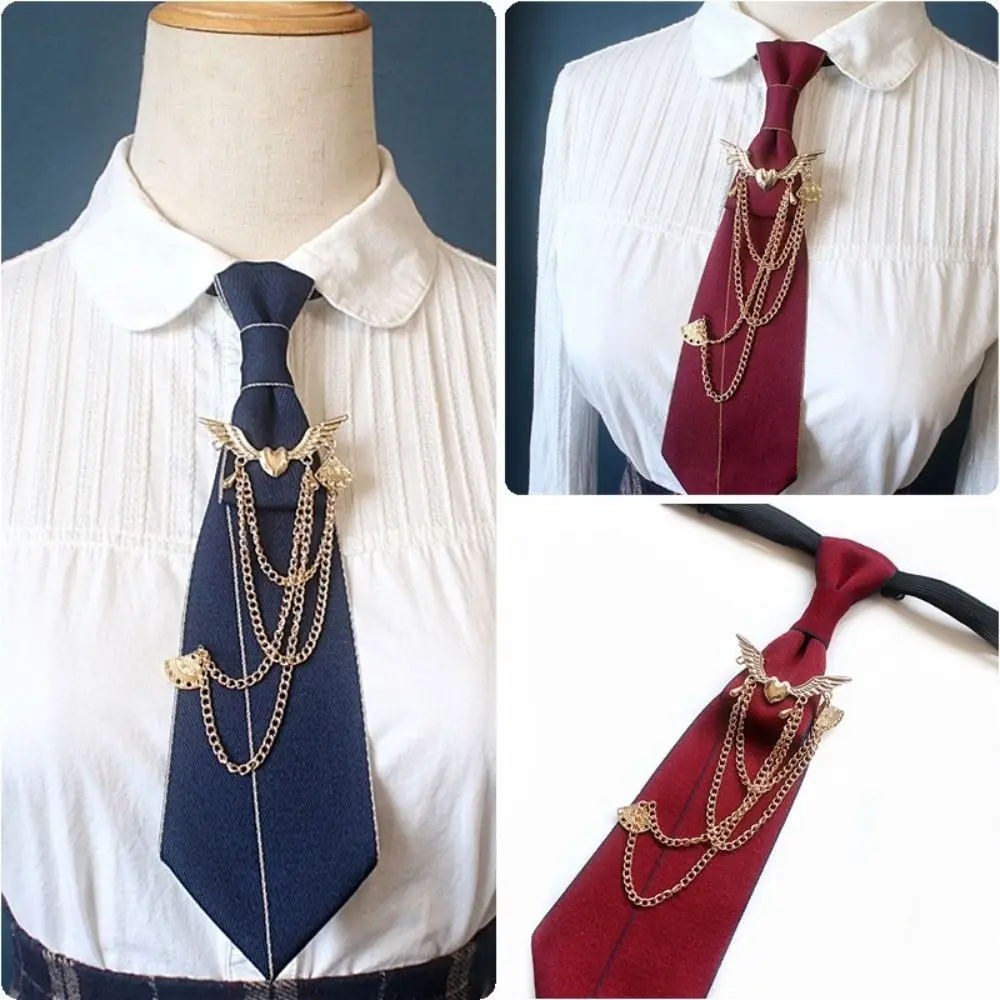 Fashion Polyester JK Collar Pin Preppy Style No Tie Needed Uniform Collar Clip Casual Chain Neck Accessory Shirt Match