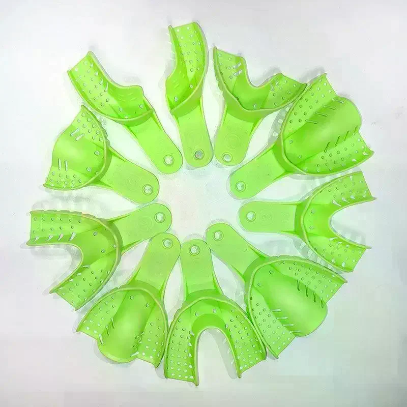 /ACR/Full-Size Green Sterilizable Lab Tools Autoclavable Dental Plastic Impression Trays Dentist Supplies 1/5Pcs