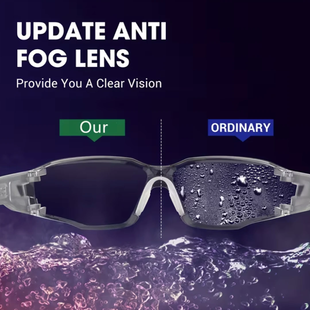 VOPHA Clear Safety Glasses Goggles ANSI Z87 - Adjustable Nose Pad,Anti-Fog&Scratch with Non-Slip Rubber Grips