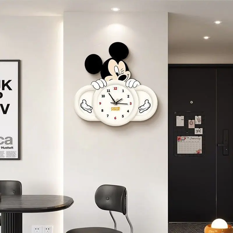 ミッキー漫画壁掛け時計リビングルームクリエイティブテレビ子供部屋壁掛け時計新しいシンプルモダンサイレントレストラン壁掛け時計ギフト