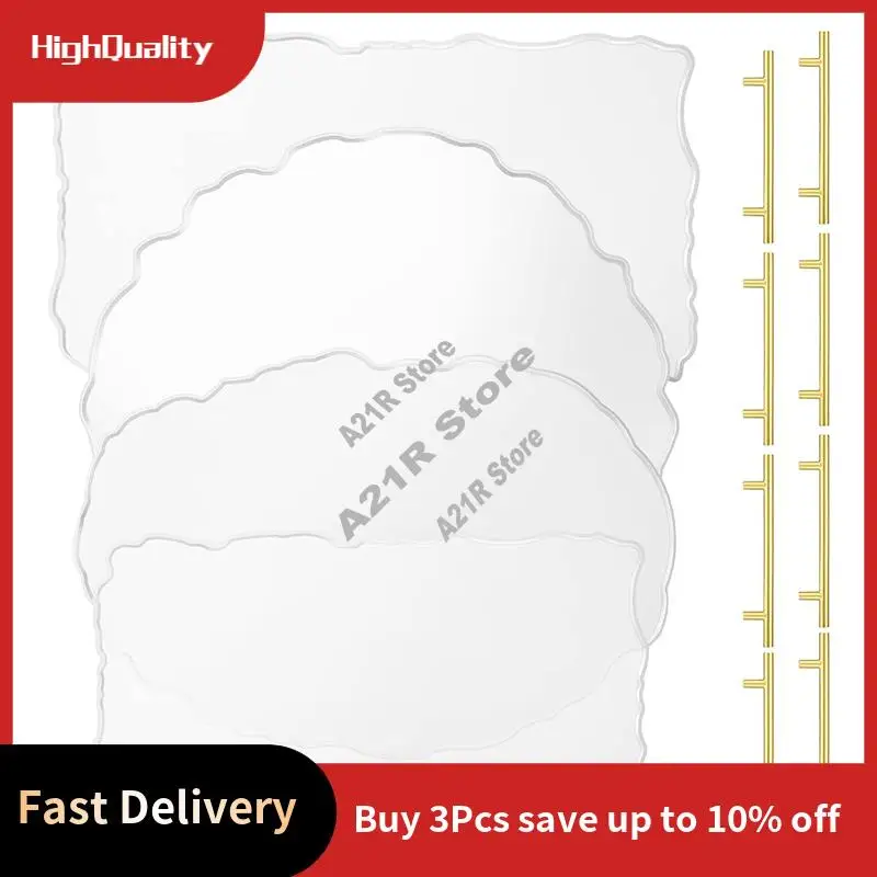 

A21I-1 Set Silicone Tray Mold Irregular Casting Epoxy Molds With Gold Handles For DIY Crafts