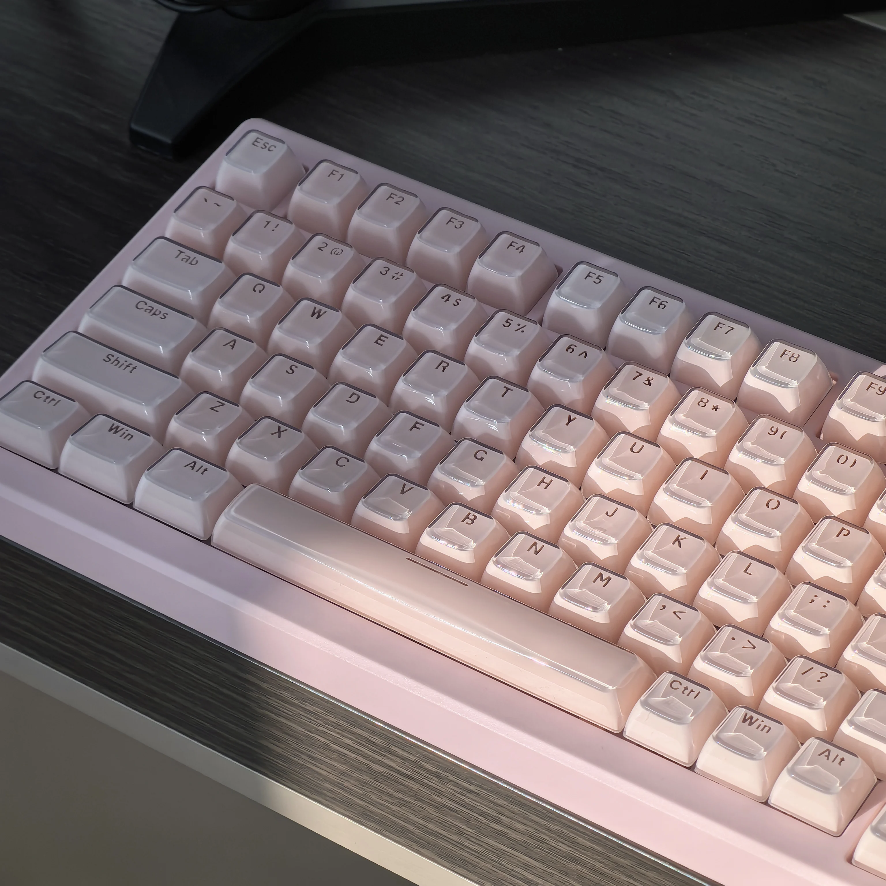 Crystal Texture Keycaps OEM Profile White/Pink/Blue/Purple PC Translucent Keyboard Caps Characters Transparent Jelly Keycap