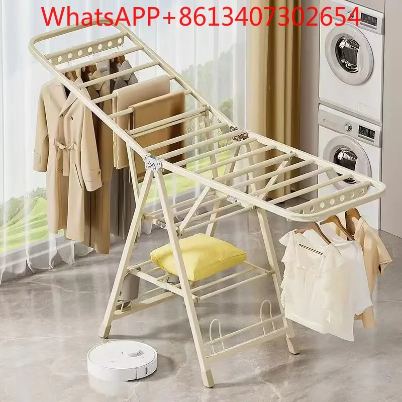 Drying rack Floor-to-ceiling folding household thickened heavy-duty hanger can hang clothes and quilts (1pcs)