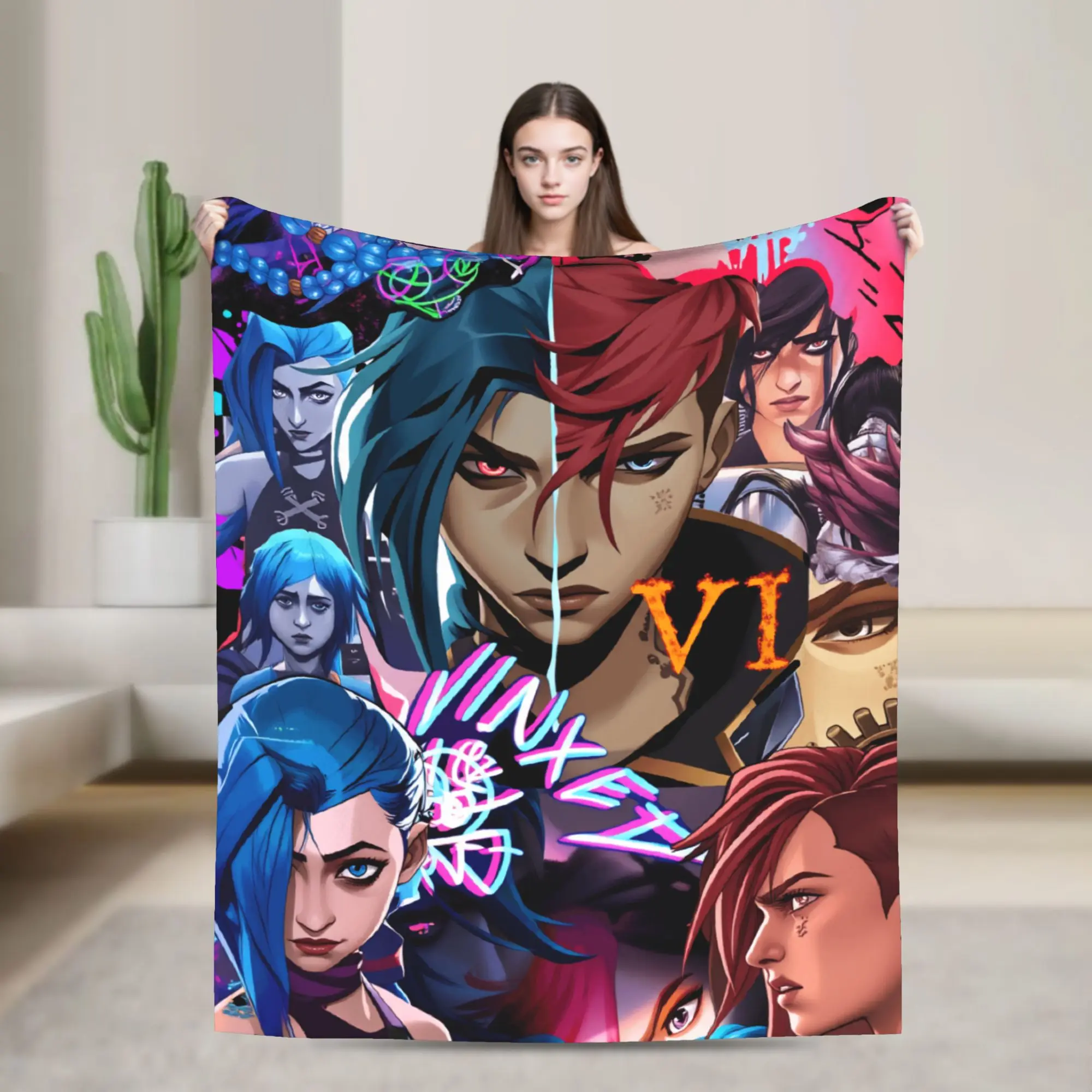 Arcane Blanket Viktor Game Anime Jinx Jayce Caitlyn Jesus Sevika  Flannel Bedding Throws For Bedroom Super Warm Bedspread Gift