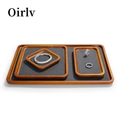 Oirlv-Plaque de bijoux empilable en bois massif pour la maison, bague, boucle d'oreille, collier, bracelet, montre