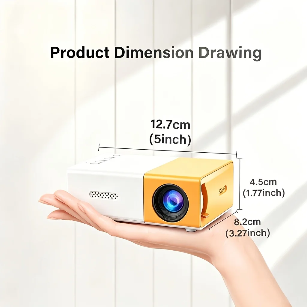MINI Smart projector, supporting USB connection to mobile phones and computers, with built-in speakers, 230° adjustable