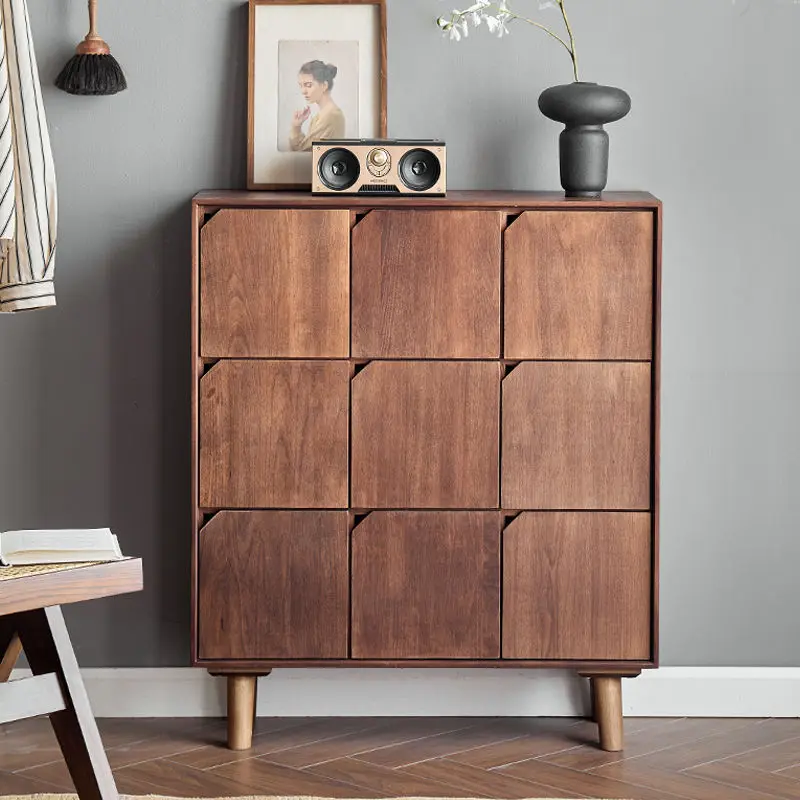 

North American walnut porch cabinet sorting and storage light luxury locker Chinese home