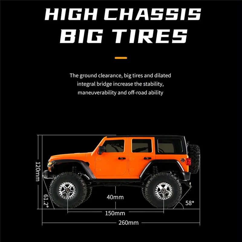 B05C-escalada modelo de carro RC escala 1:18 simulação jeep off-road crawler 2.4G controle remoto presente em escala completa