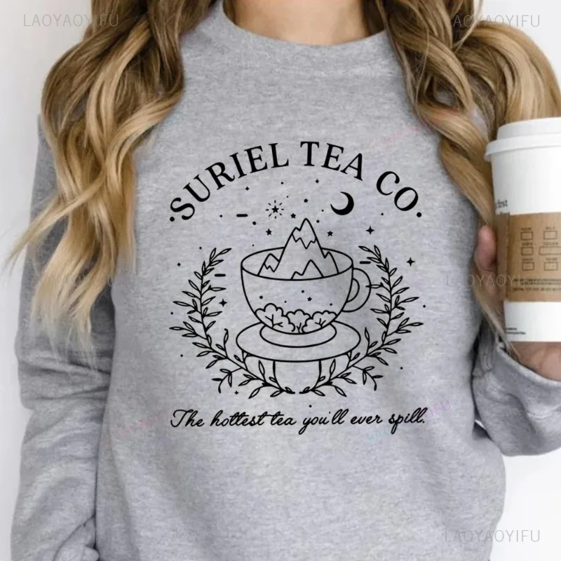 Suriel Tea Co Sweatshirt Acotar Velaris Graphic Sweatshirt Night Court Hoody City of Starlight Sarah J Maas Jumper Illyrian top