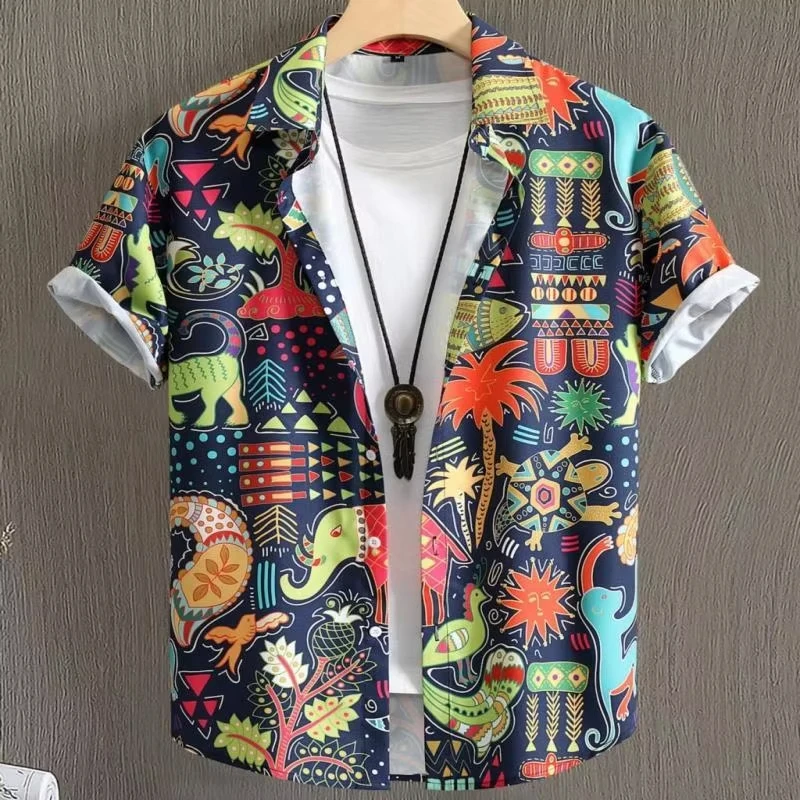 New Popular Men's Clothing 3d Printed Men's Hawaiian Shirt Men's Loose Casual Breathable Retro Oversized Hawaiian Shirt