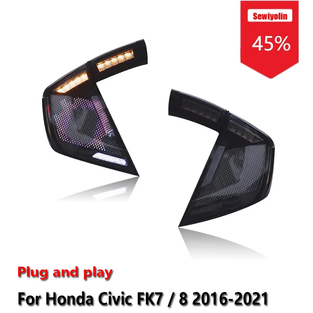 Sewiyolin سيارة مصباح ليد خلفي الجمعيات لهوندا سيفيك FK7 / 8 2016-2021 RGB السيارات الضباب DRL الفرامل بدوره مصباح إشارة التوصيل والتشغيل #1