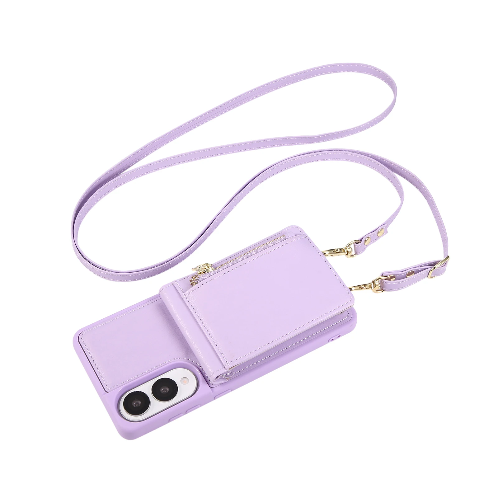 Dompet Kulit dengan Resleting dan Slot Kartu untuk Samsung S25 Ultra S24 Plus S23 S22 A13 A04, Pelindung Ponsel Anti Benturan dengan Penyangga