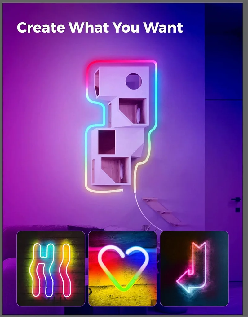 Neon Strip Light Bluetooth Neon Led Strip Lights Smart 1M 2M 3M 5M Waterproof RGBIC Flex Ribbon Led Tape Music Sync