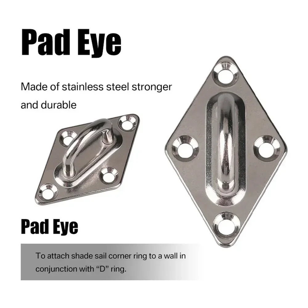 Accesorio para toldo de vela parasol, 24 unids/set, Kit de herrajes de acero inoxidable 304, almohadilla tensora, mosquetón para ojos, Clip, tornillos de gancho plateados