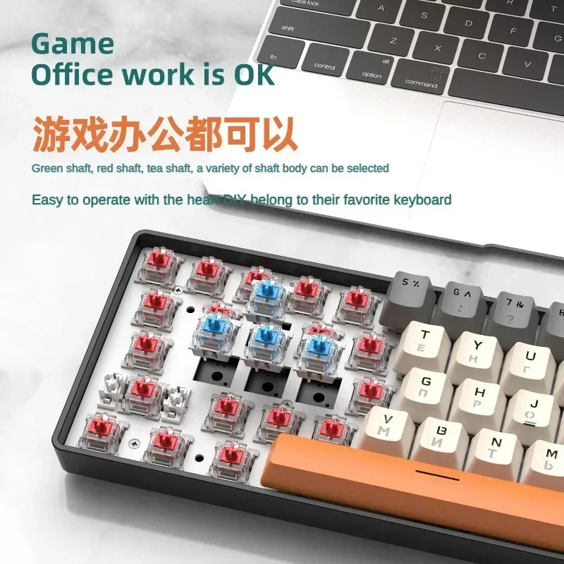 Freewolf T8 EN لوحة المفاتيح الميكانيكية مريحة 68 مفتاح RGB الخلفية مستقرة والمريض الكمبيوتر مكتب الألعاب الإنجليزية لوحات المفاتيح