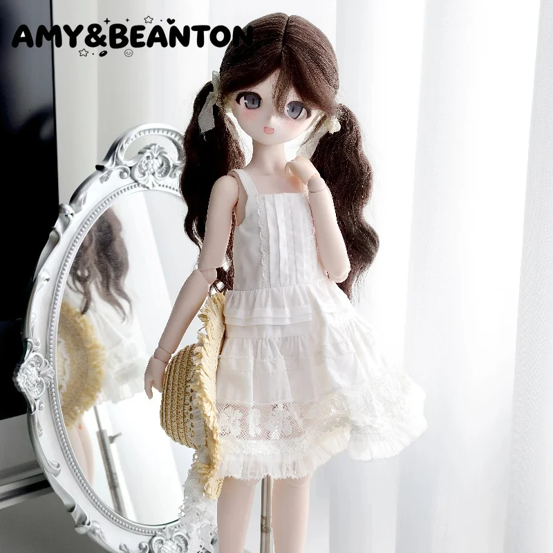 Japanese Pure White Dress Outfit For 1/4 BJD Doll Fit Regular 1/4 Body Handmade Simple Lolita Dresses Doll Replacement Clothes