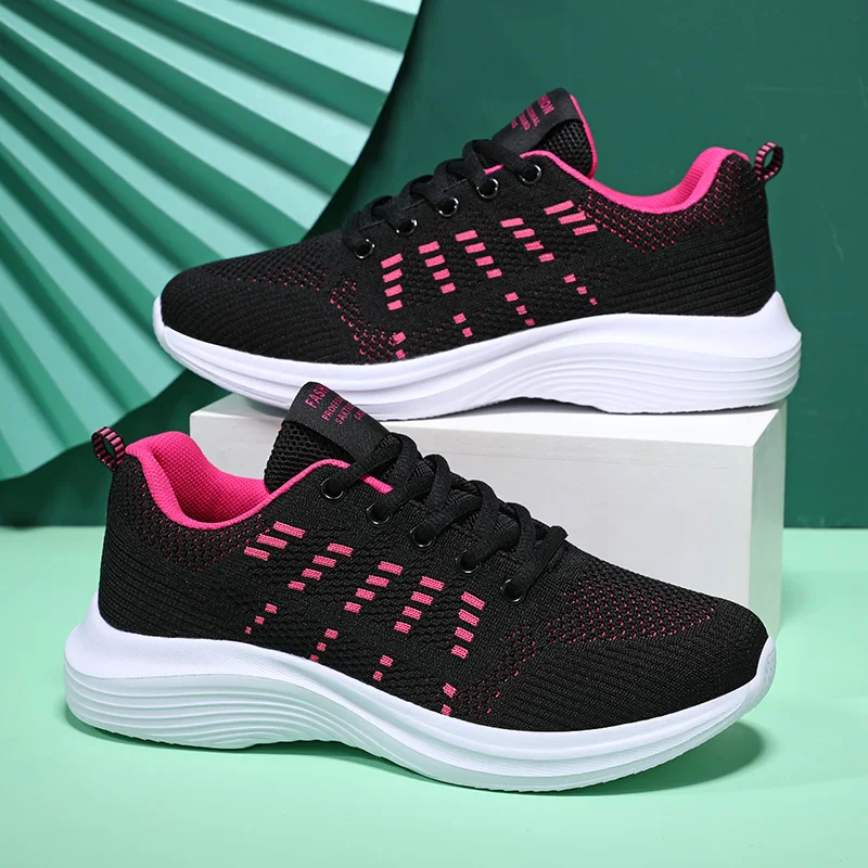 

Black Size 41 Sports Shoes Woman Platform Sneakers Running Shoes Mesh Breathable Soft Light Female Walking Jogging Basket Femme